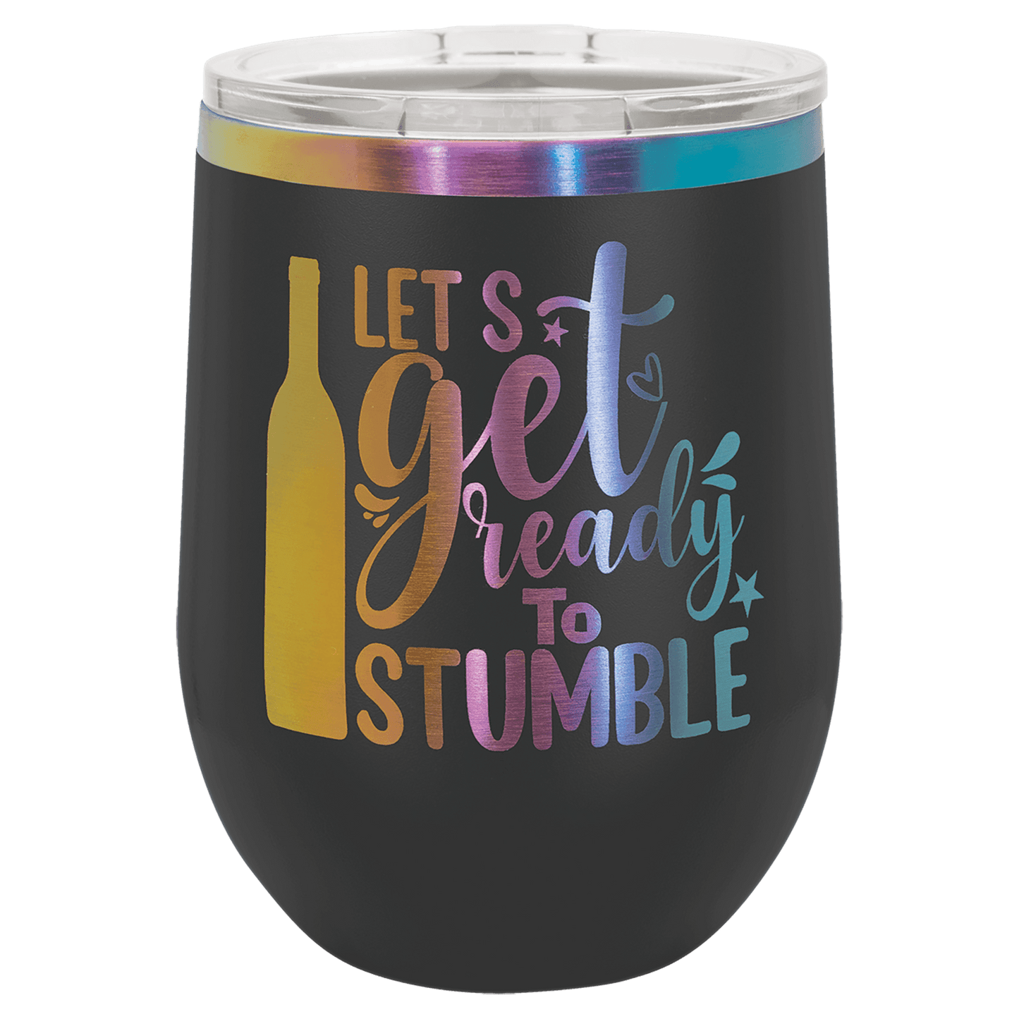 Limited Edition - 12oz Stemless Tumbler Black with Prism Engraving