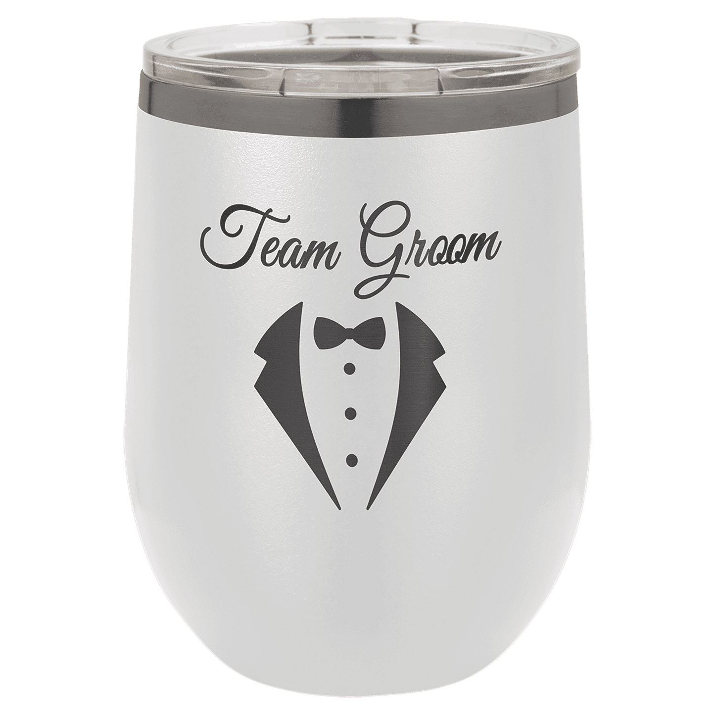 Limited Edition - 12oz Stemless Tumbler White with Ghost Black Engraving