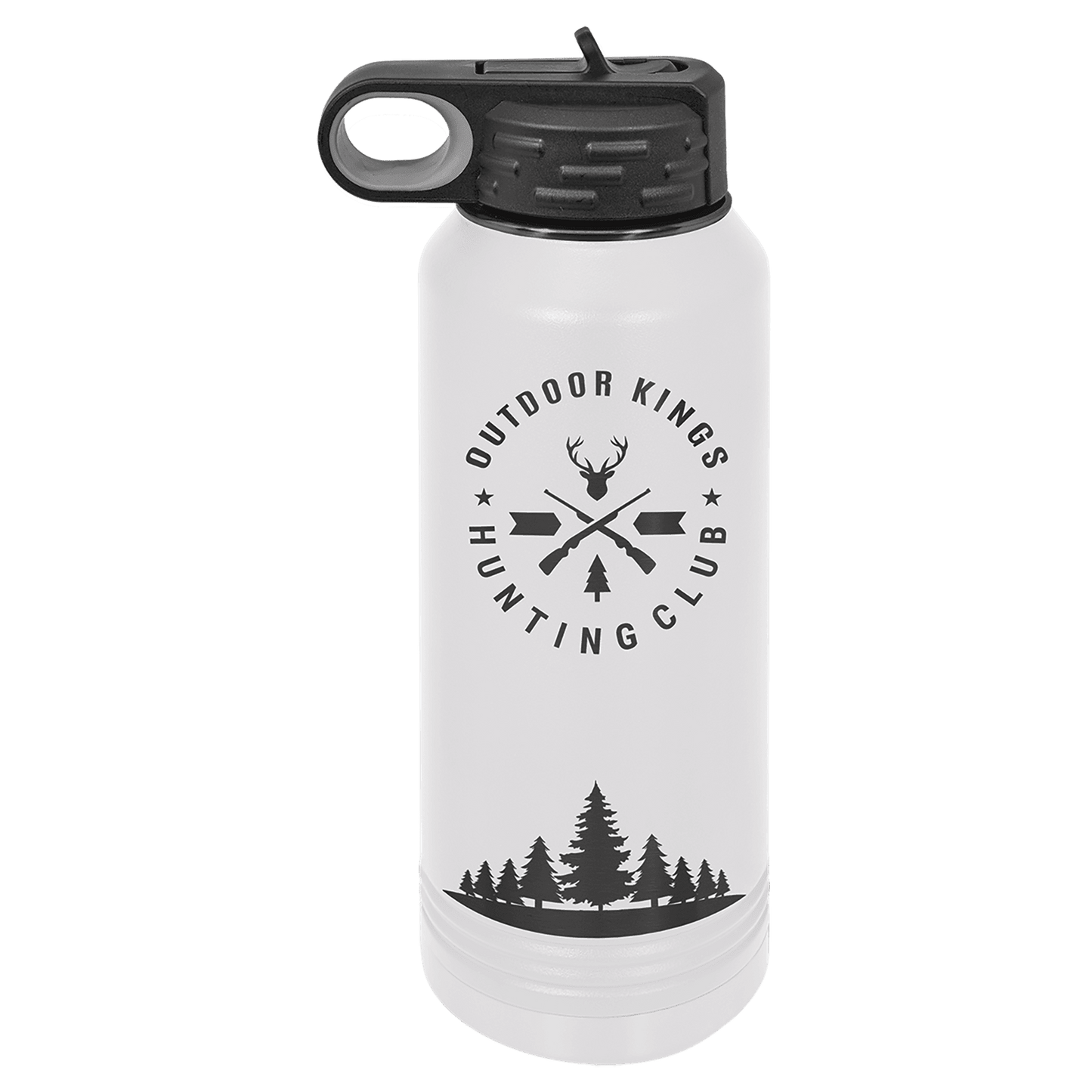 Limited Edition - 32oz Bottle White with Ghost Black Engraving