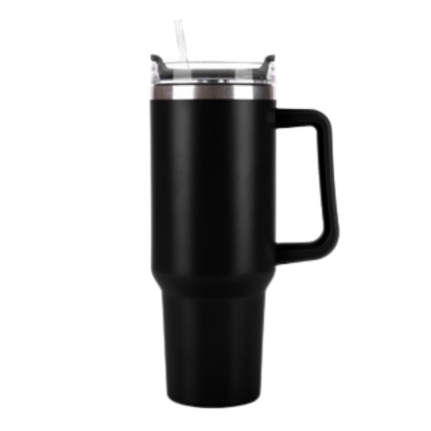 40oz Travel Mug with Handle & Straw - Black