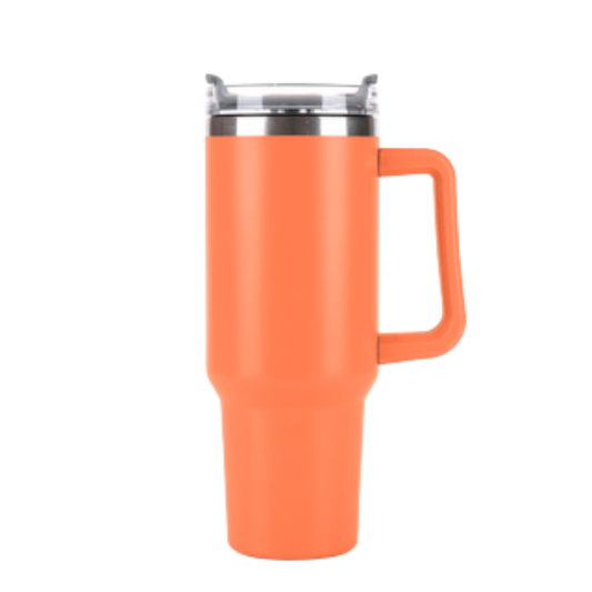 40oz Travel Mug with Handle & Straw - Orange